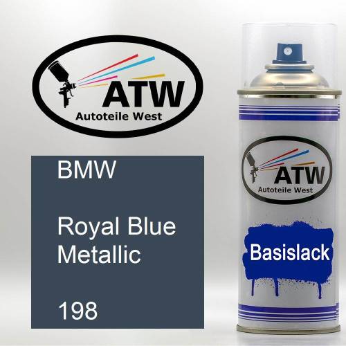 BMW, Royal Blue Metallic, 198: 400ml Sprühdose, von ATW Autoteile West.